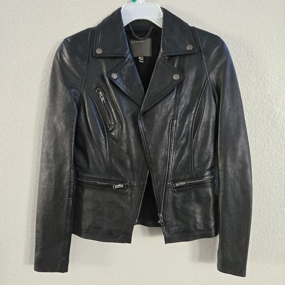 Muubaa Kajana Black Leather Biker Jacket size 4 US 8 UK - Picture 3 of 11